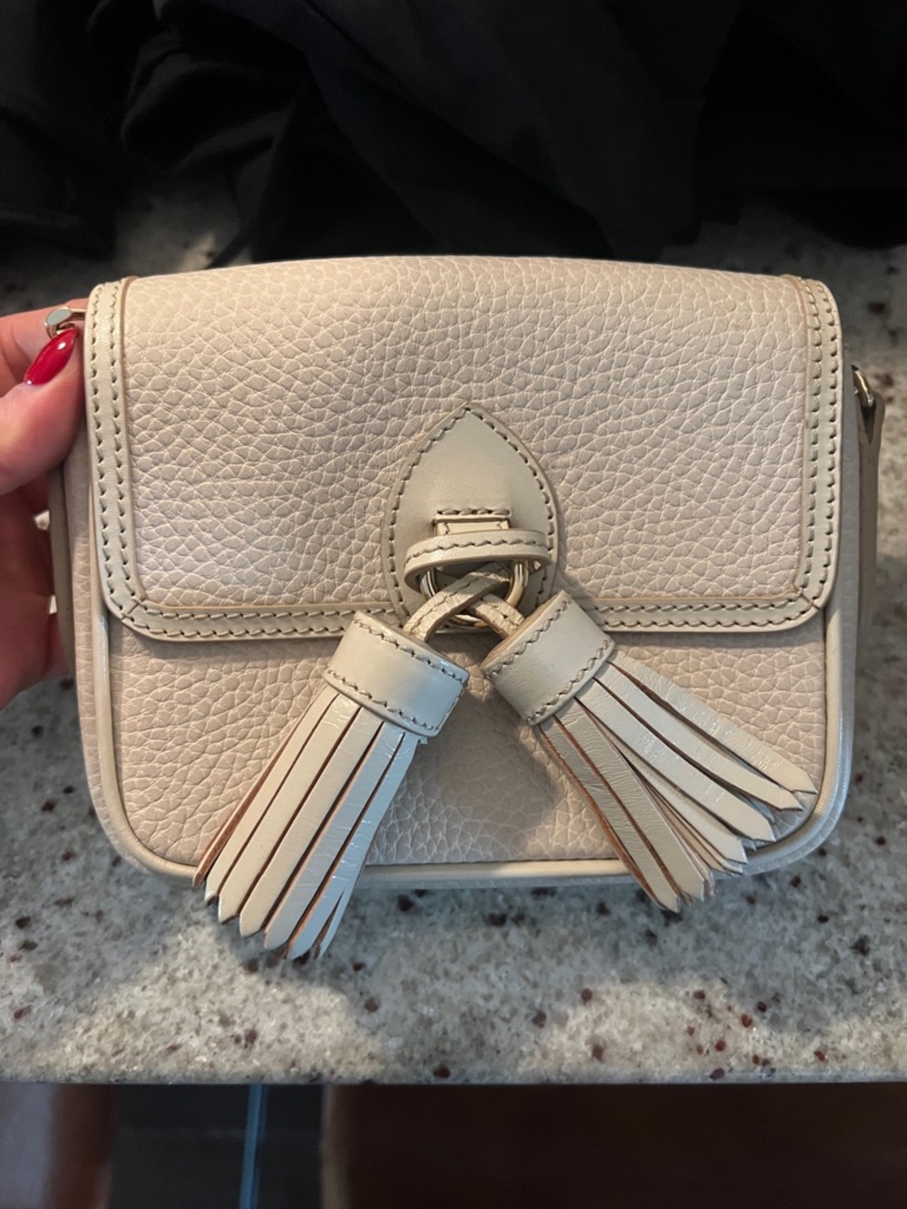 Burberry Cream Leather Tassel Crossbody Bag